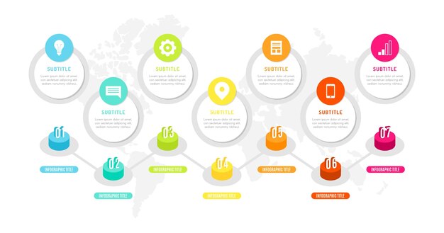 Modello di infografica timeline isometrica