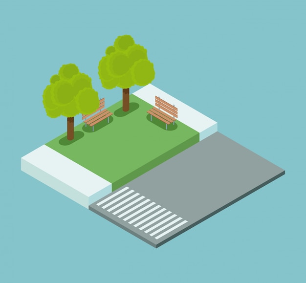 Isometric town 3d