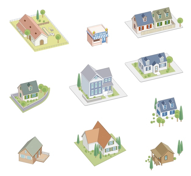 Isometric town houses