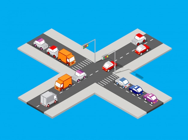 Isometric traffic intersection