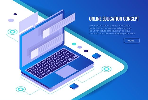 Isometric Training, Online Learning, Webinar, Online Education, Business Training. Flat Vector Illustration Knowledge Expertise Intelligence Learn Concept.