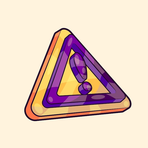 Isometric Triangle with Exclamation Mark Vector Illustration