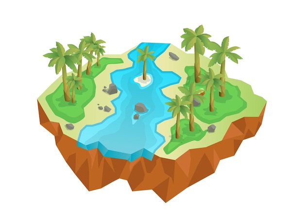 isometric tropical island