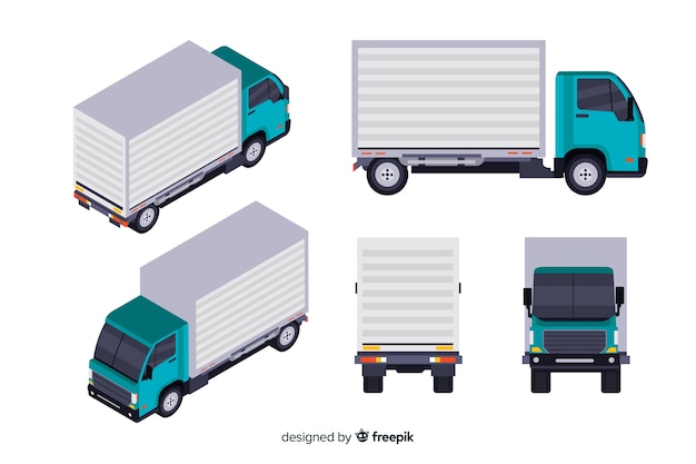 Isometric truck perspectives collection
