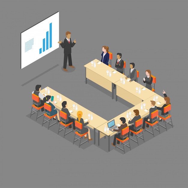 Isometric U - Shape Meeting Room Setup