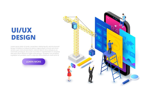 스마트폰 크레인과 사람을 이용한 아이소메트릭 UI 디자인 컨셉