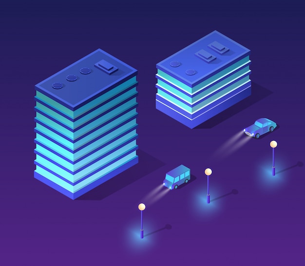 Vector isometric ultraviolet city