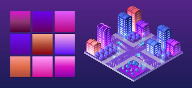 Vector isometric ultraviolet city