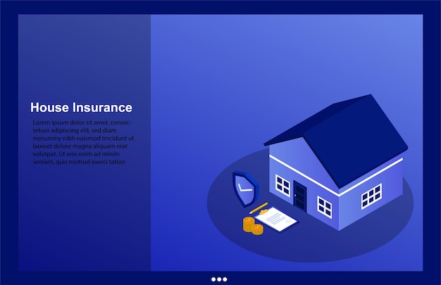 isometric vactor house insurance llustration