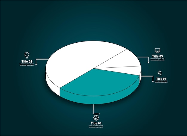 Vector isometric vactor pie chart infographic template