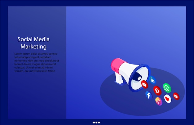 isometric vactor social media marketing llustration