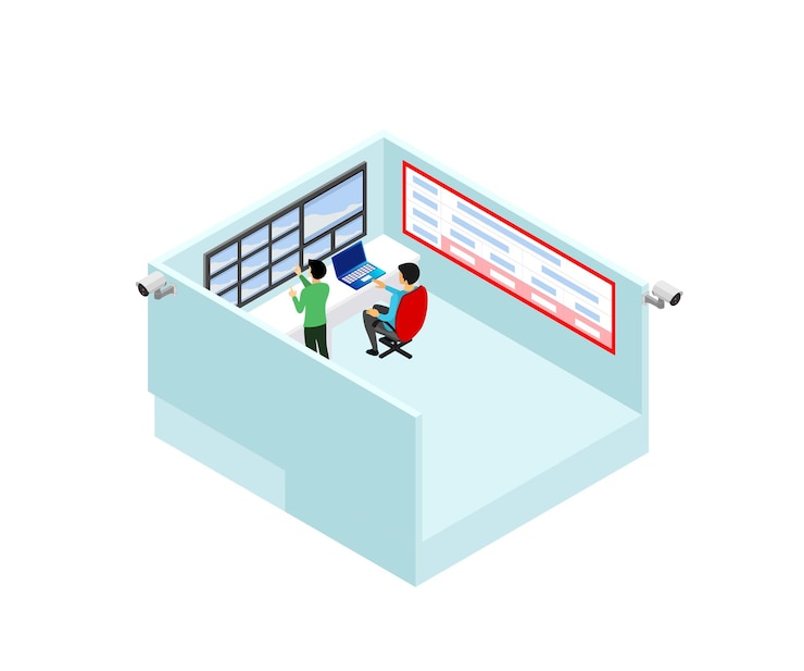Vector an isometric vector illustration of employees working at the office