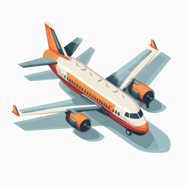 Isometric vector illustration on gray background civil passenger plane back and front view air transport or airplane