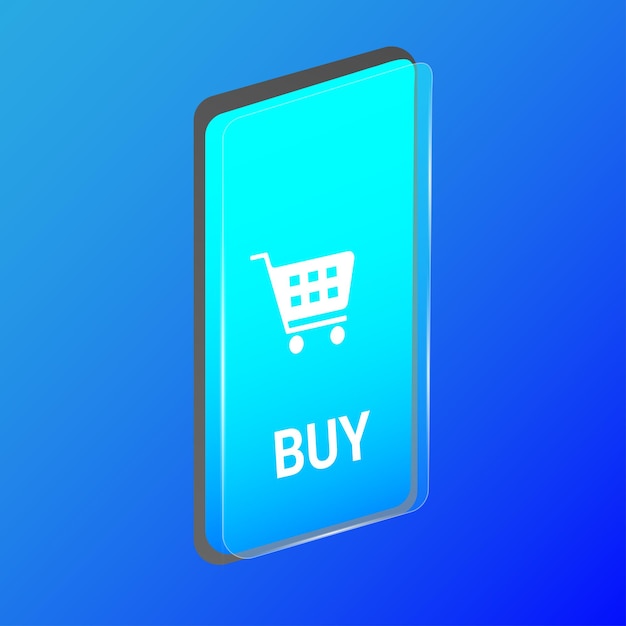 Isometric vector illustration of a smartphone Online shopping Online store concept