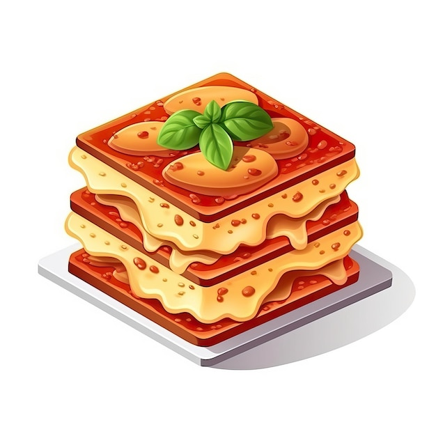 Vector isometric vector lasagna on white background