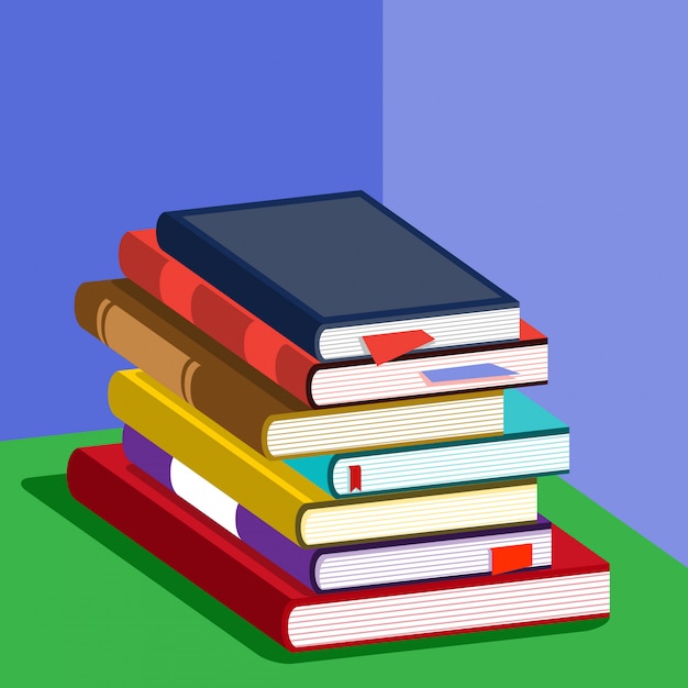 Isometric vibrant book stack illustration