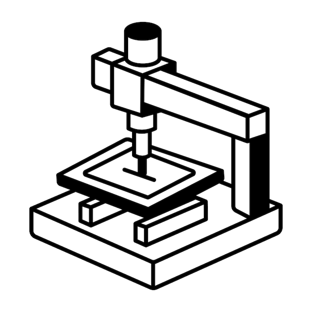 Isometric View of CNC Machine Automated A doodle style icon of cnc machine Process