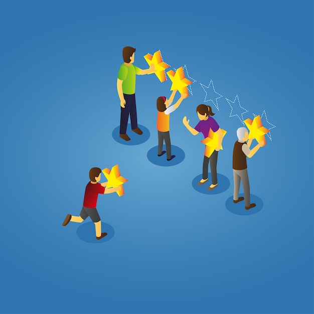 Isometric view of family giving rating