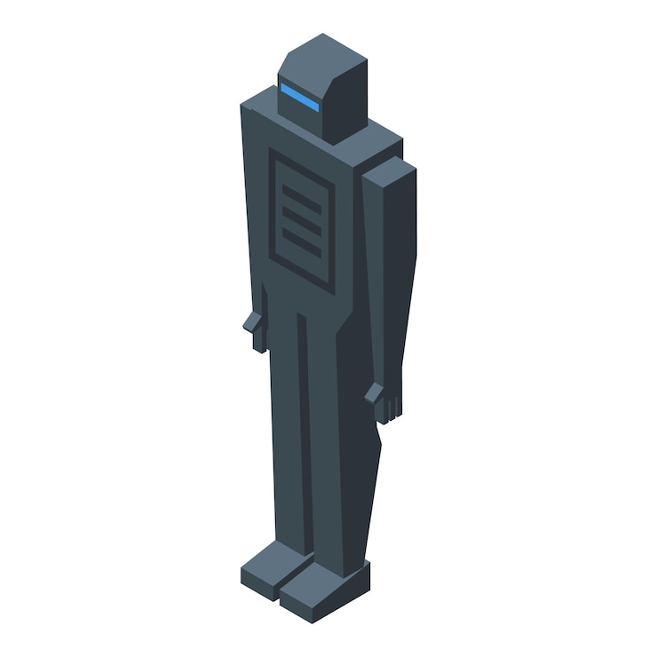 Vector isometric view of a gray robot standing still