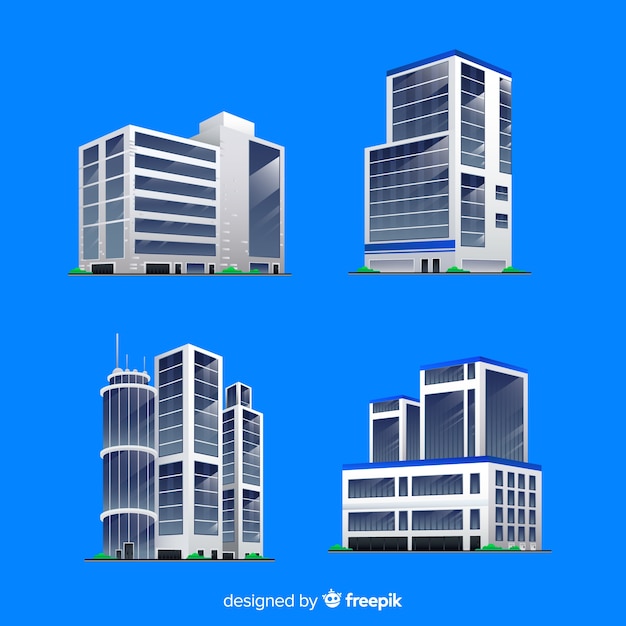 Vector isometric view of modern office buildings