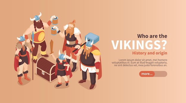 Isometric viking horizontal banner