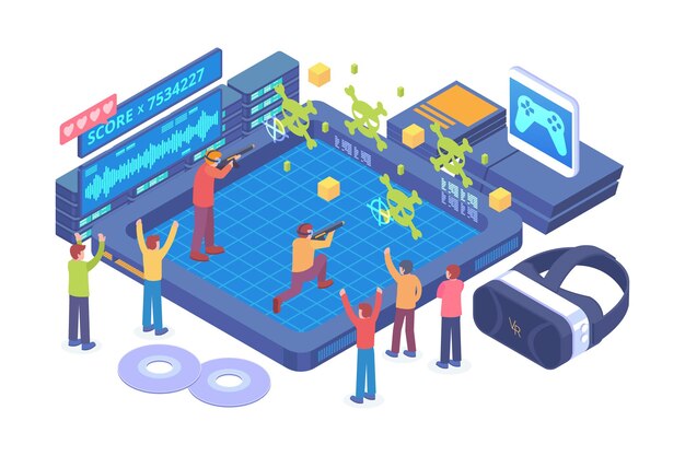 Isometric virtual gaming technology vector concept