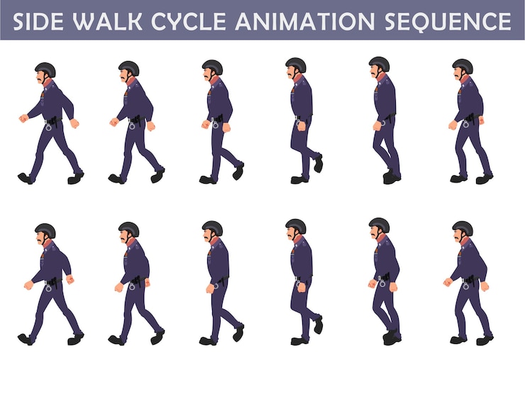 Vector isometric walk cycle animation