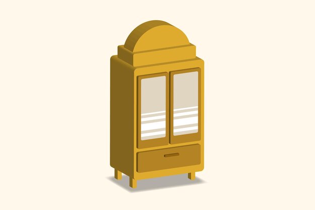 Концепция дизайна изометрического шкафа или деревянного шкафа для элемента дизайна, связанного с мебелью