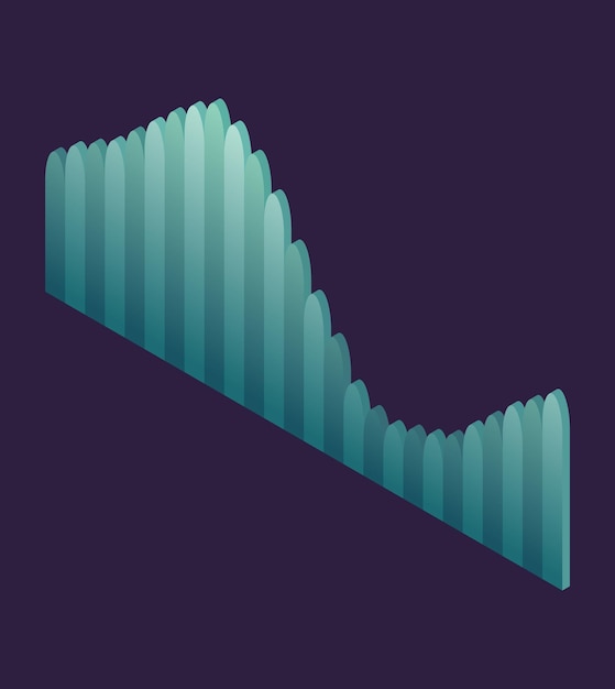 Isometric wave chart Colorful infographic design Design element for business presentation statistics of data or landing page Analysis and ui design vector illustration