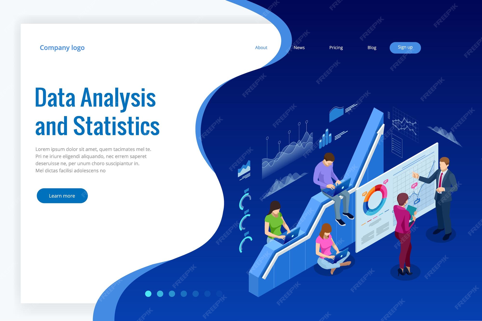 Premium Vector | Isometric web banner data analysis and statistics ...