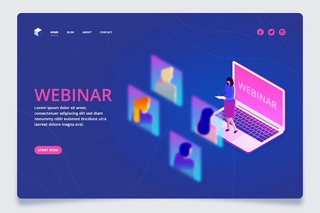 Vector isometric webinar landing page