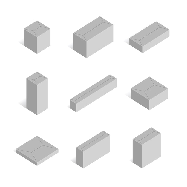 Isometric White Cardboard Boxes