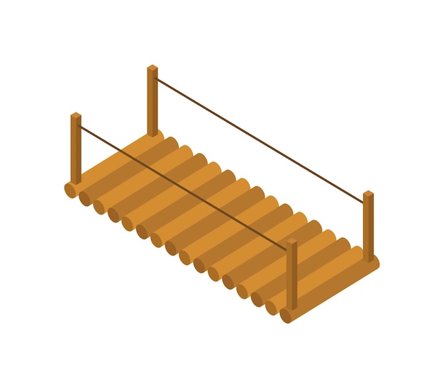 Vector isometric wooden bridge