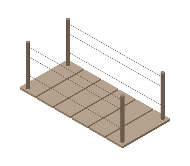 Isometric wooden bridge