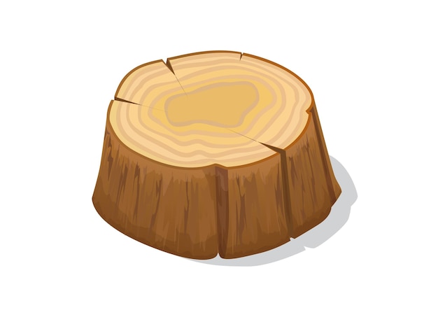 Vector isometric wooden tree stump