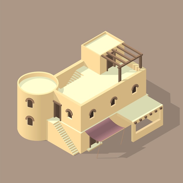 Vector isometrisch arabisch huis