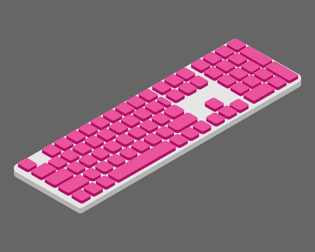 Isometrisch computertoetsenbord met roze keycaps