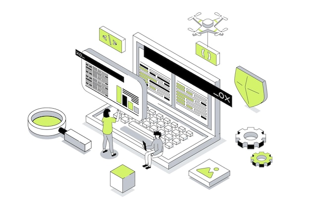 Isometrisch concept voor programmering