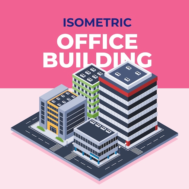 Isometrisch element van het kantoorgebouw van de stad