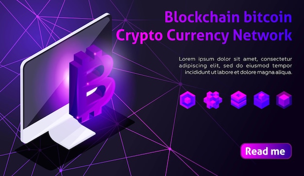Isometrisch holografisch geometrisch icoon Blockchain CryptoCurrency Network
