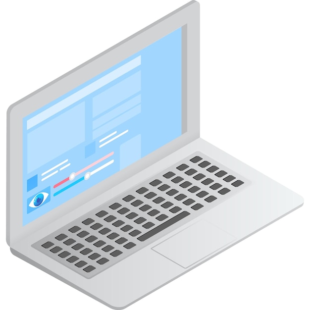 Isometrisch laptop online freelance baan vectorpictogram