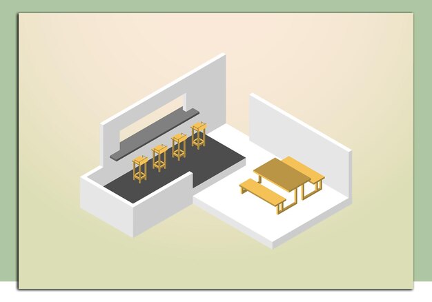 isometrisch ontwerp van het vectormodel van een café of een koffiewinkel