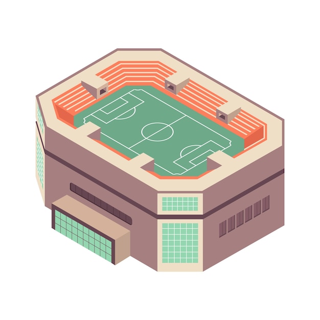 Isometrisch pictogram met sport stadion gebouw exterieur 3d vectorillustratie