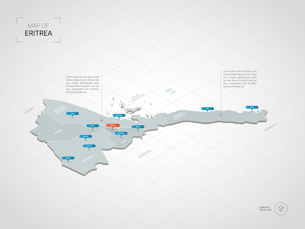 Isometrische 3d-kaart van eritrea.