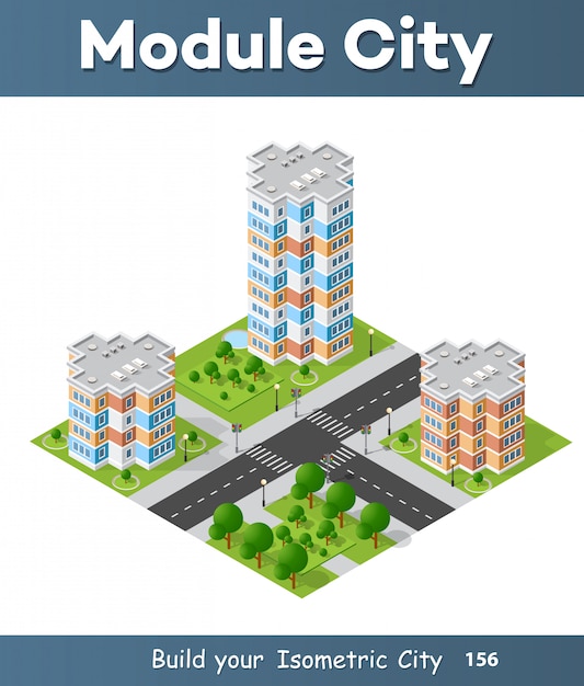 Isometrische 3D-landschap van de stad