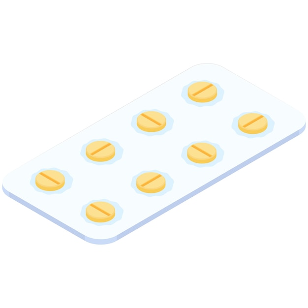 Isometrische blisterverpakking met pillen