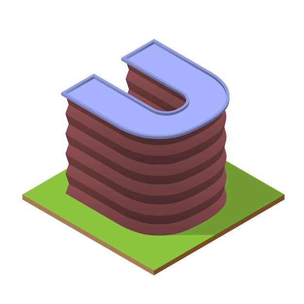 Isometrische bouwletter U-vorm