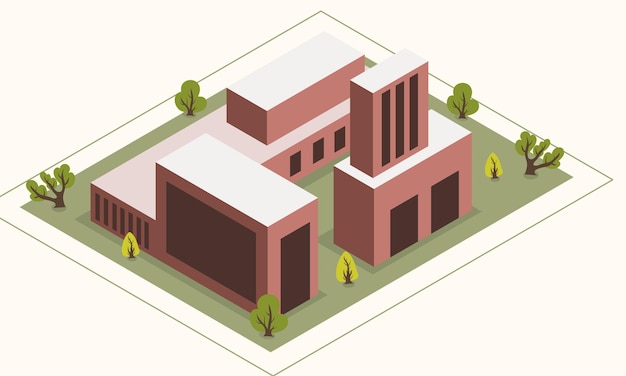 isometrische bouwstad met 3D-flat Geïsoleerd voor het creëren van isometrische bouwinfrastructuur