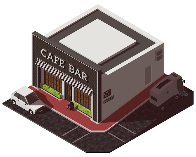 Isometrische café-bar gebouw