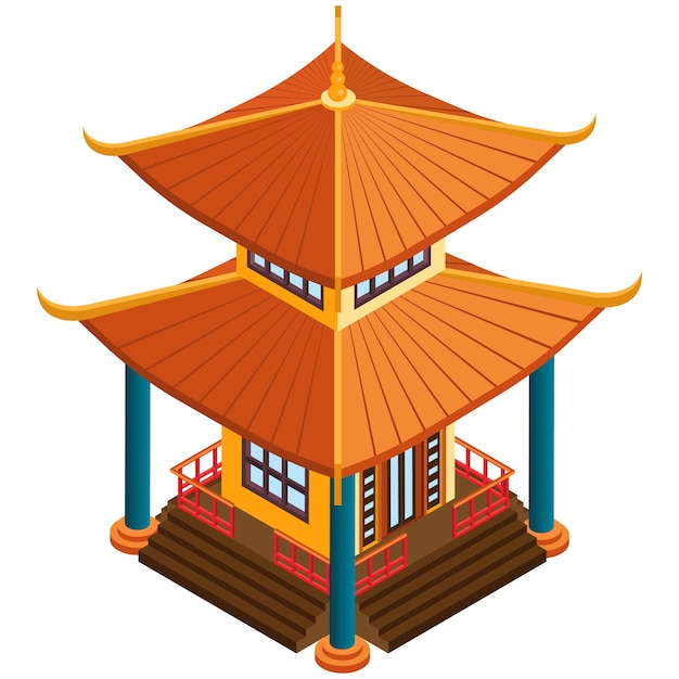 Isometrische Chinese Huis Illustratie